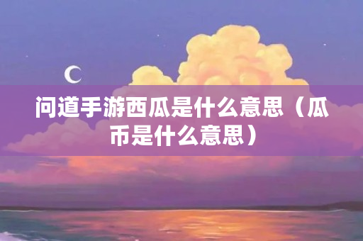 问道手游西瓜是什么意思（瓜币是什么意思）