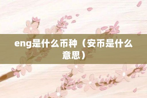 eng是什么币种（安币是什么意思）