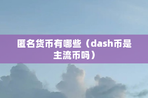 匿名货币有哪些（dash币是主流币吗）