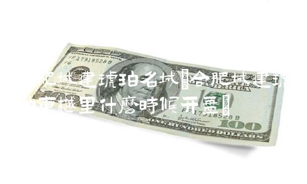 合肥城建琥珀名城(合肥城建琥珀东樾里什么时候开盘)