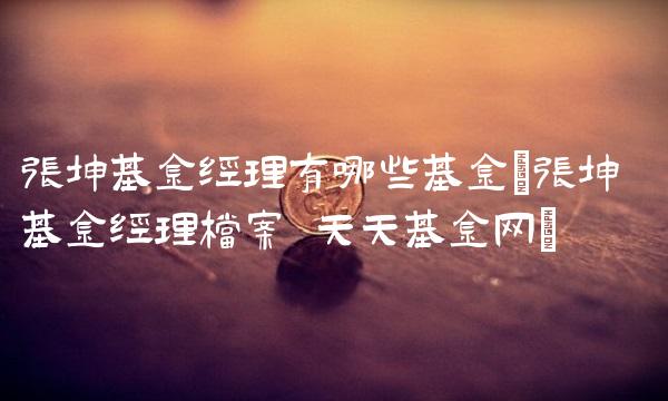 张坤基金经理有哪些基金(张坤 基金经理档案 天天基金网)