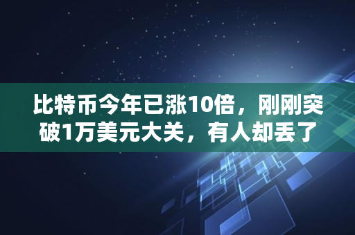 比特币今年已涨10倍，刚刚突破1万美元大关，有人却丢了379万个，这事你怎么看,比特币**涨了多少倍啊