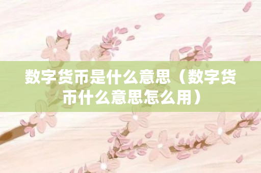 数字货币是什么意思（数字货币什么意思怎么用）