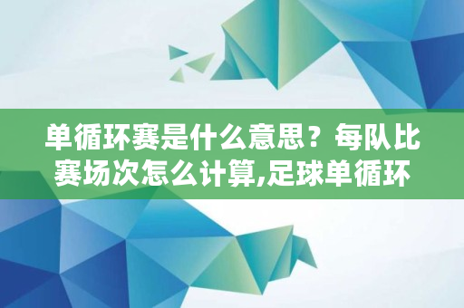 单循环赛是什么意思?每队比赛场次怎么计算,足球单循环赛是什么意思 单循环赛是什么意思?每队比赛场次怎么计算,足球单循环赛是什么意思