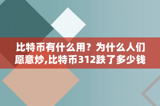 比特币有什么用?为什么人们愿意炒,比特币312跌了多少钱 比特币有什么用?为什么人们愿意炒,比特币312跌了多少钱